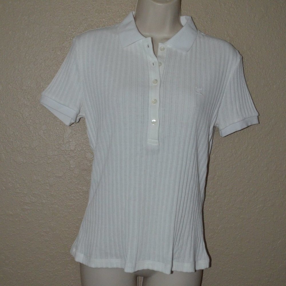 NWT $415 Sz S Maison Margiela White Ribbed Polo Top Shirt